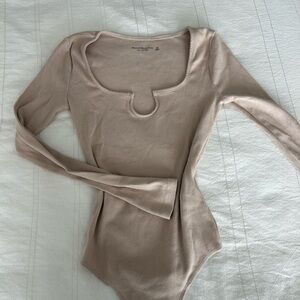 Abercrombie & Fitch Light Pink Long Sleeve Bodysuit